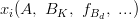 x_i(A,~B_K,~f_{B_d},~...)